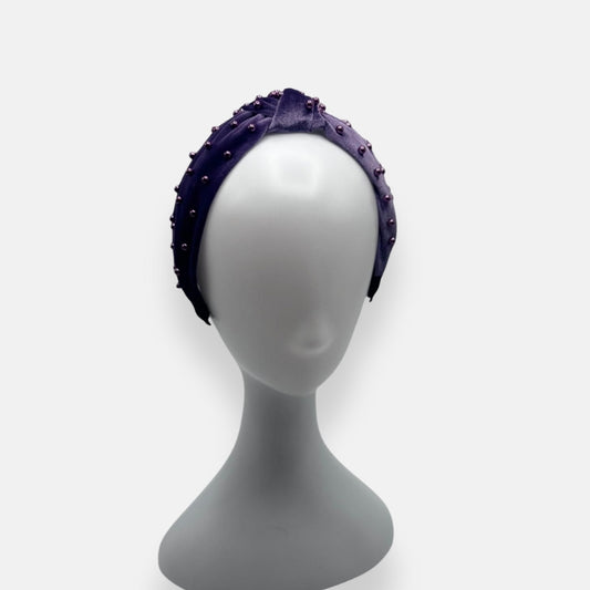 Velvet Beaded Knot Headband