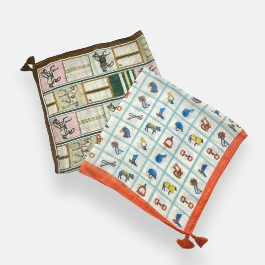 Grid Print Animal & Horse Headscarf