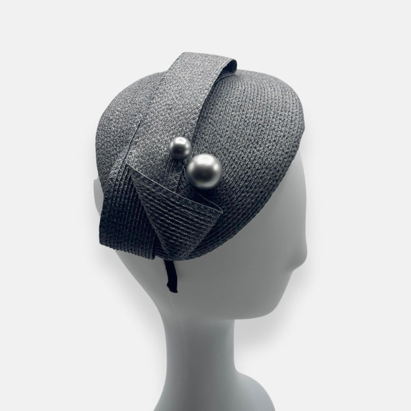Gray Starbright Fascinator With Pearl Detail