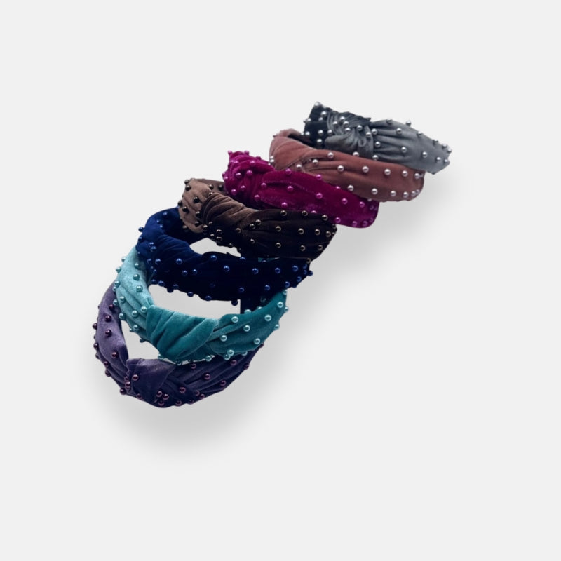 Velvet Beaded Knot Headband