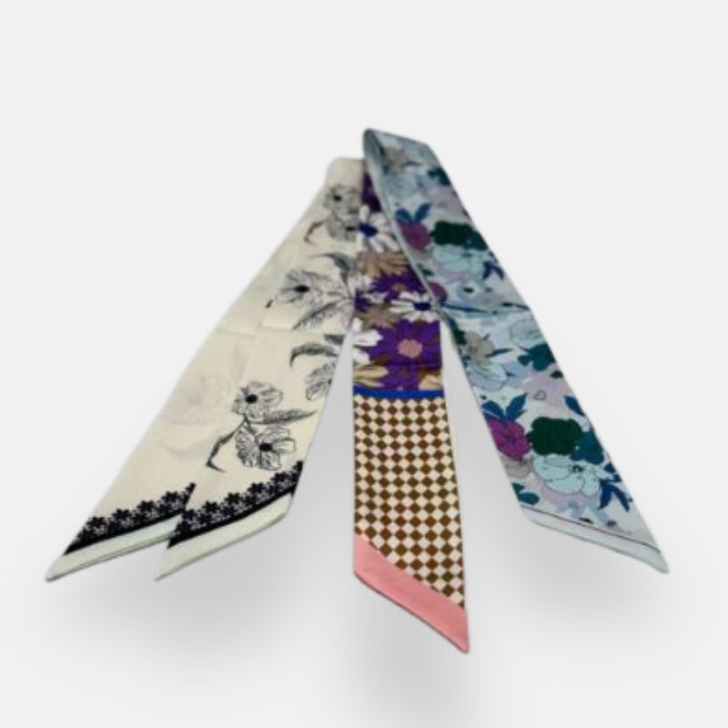 Floral & Checker Silk Twillies