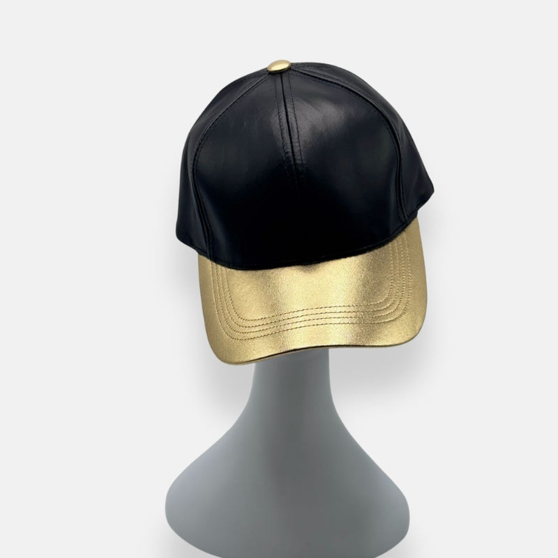 Two Tone Leather Baseball Cap