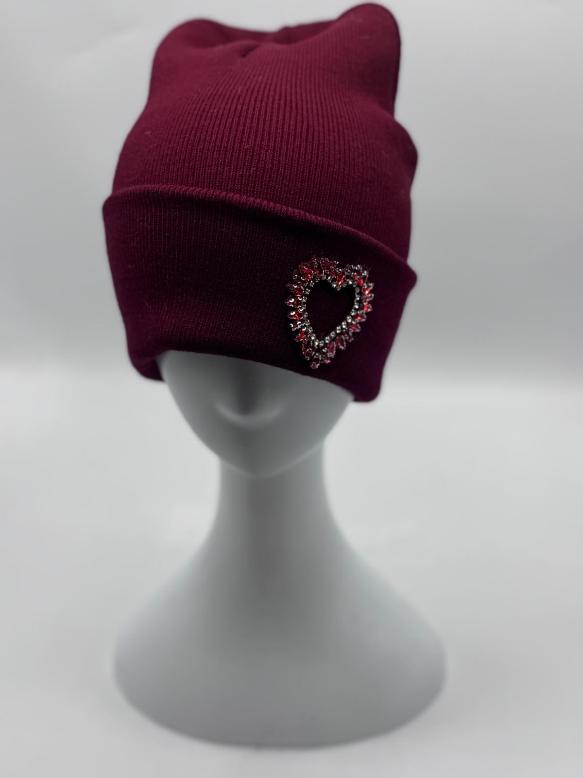 Beanie with Rhinestone Heart