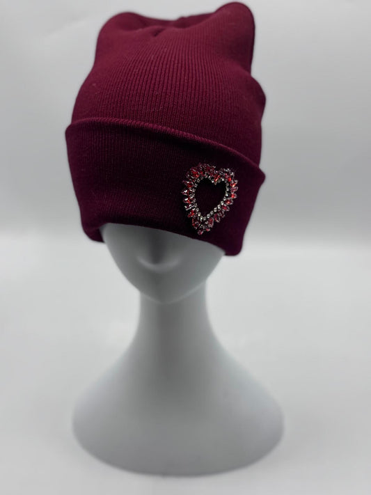 Beanie with Rhinestone Heart