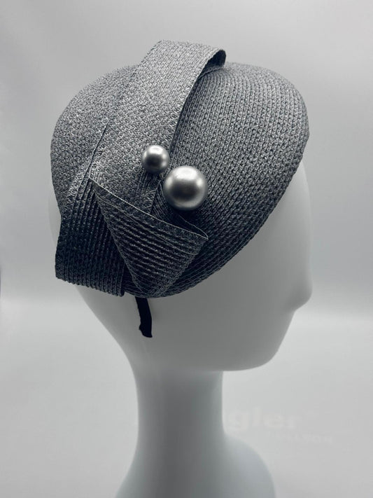 Gray Starbright Fascinator with Pearl Detail