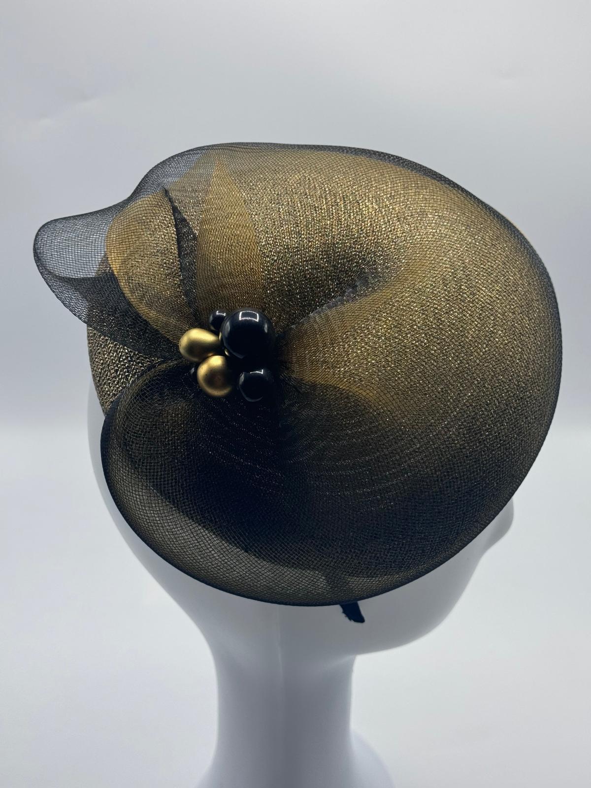 Black and Gold Horsehair Fascinator