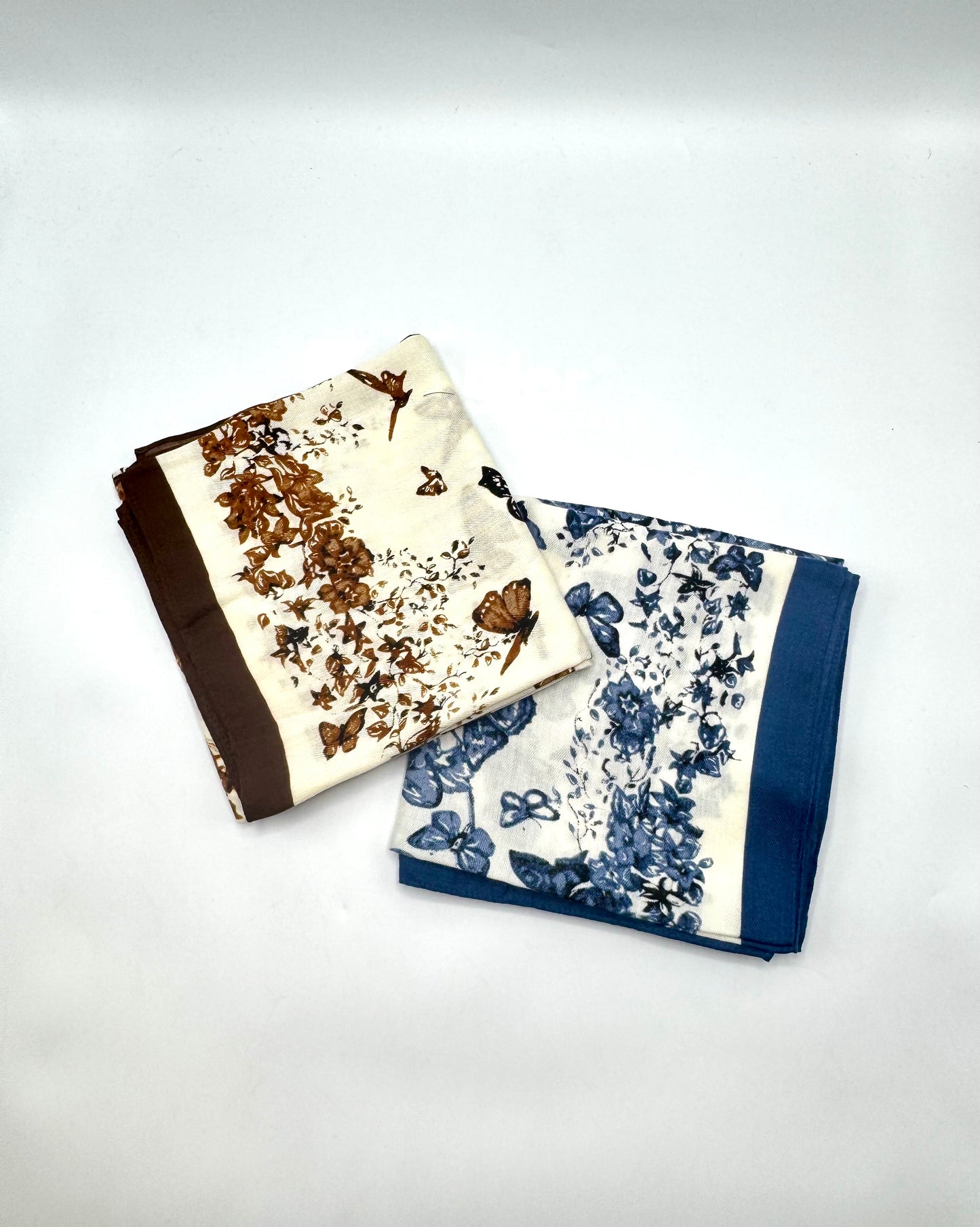 Silk-Feel Butterfly & Floral Headscarves