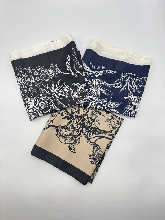 Silky Floral Garden Headscarves