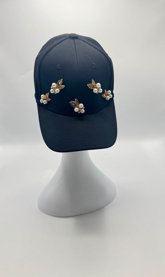 Baseball cap with pearl embellishment