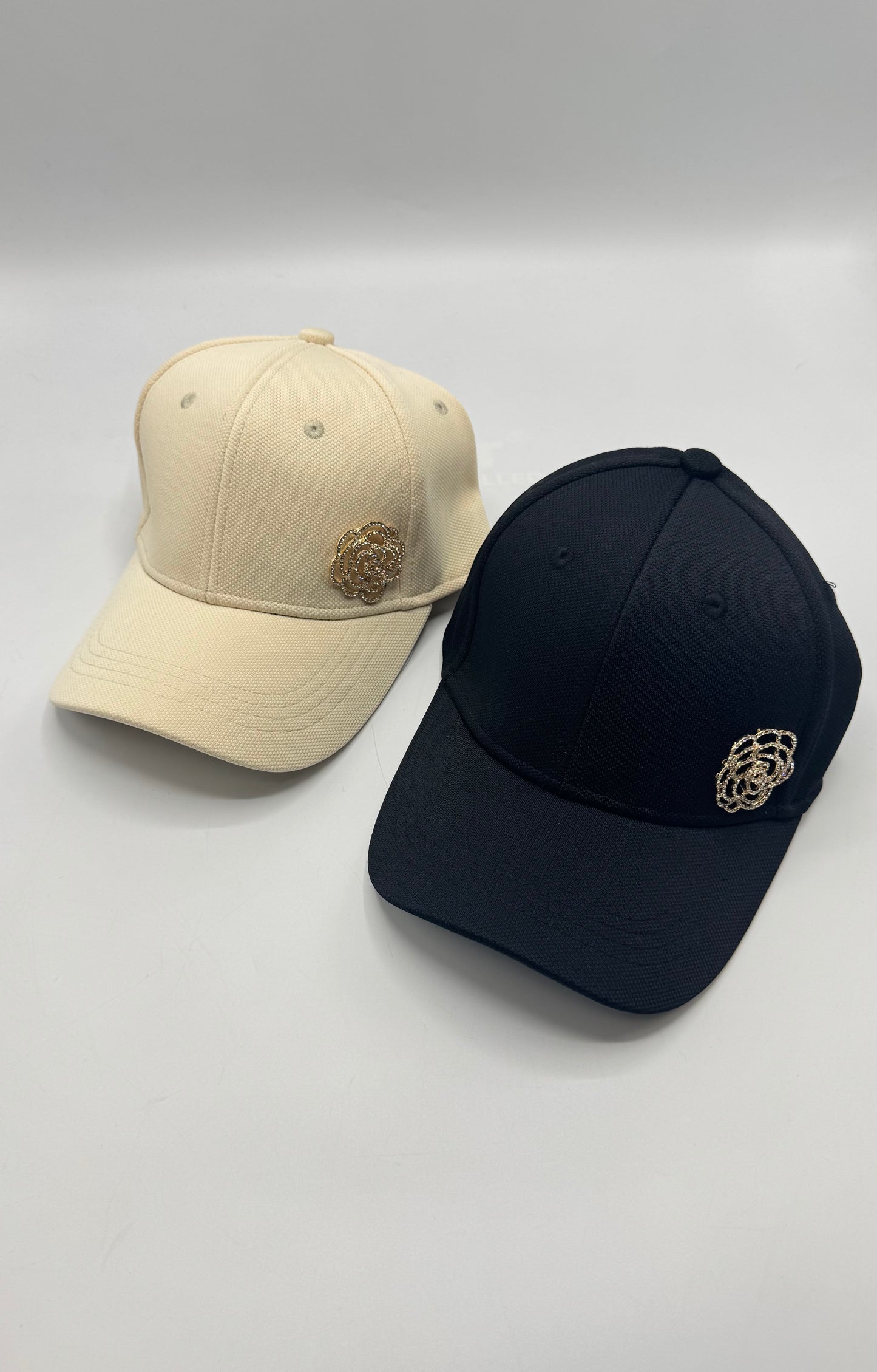 Baseball Cap with Rose Pin