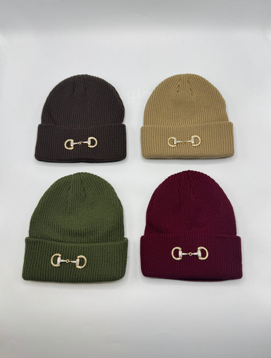 Ribbed Beanie With Buckle