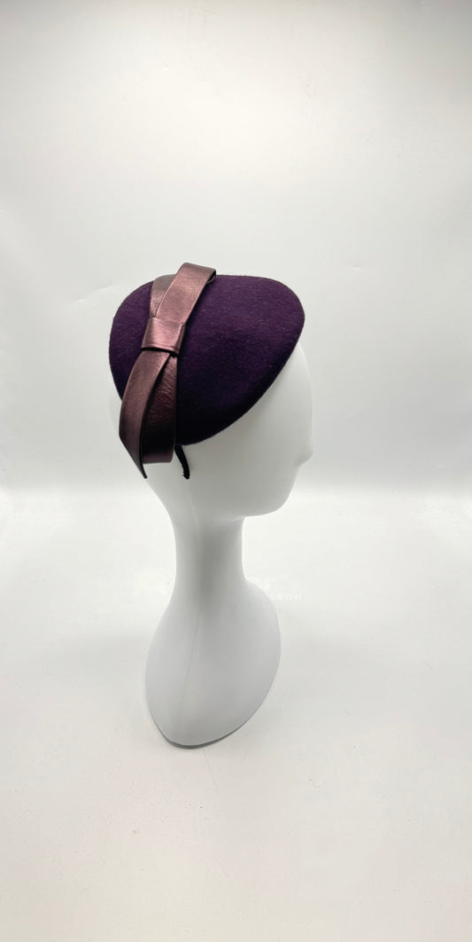 Wool Felt Fascinator with Metallic Bow