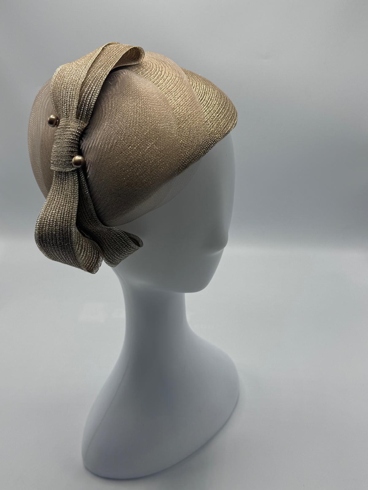 Dark Gold Horsehair Fascinator W.Horsehair & Bow