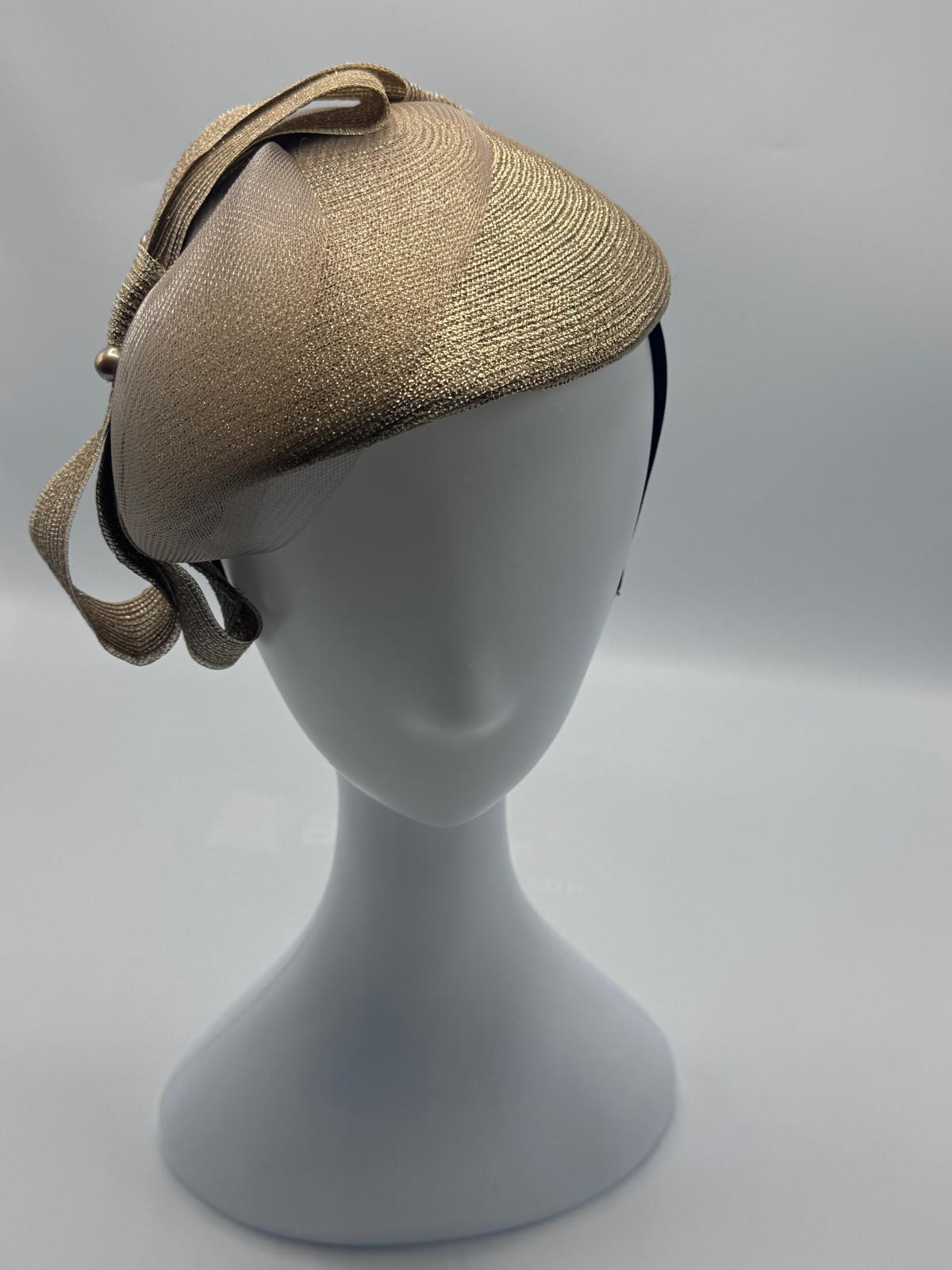 Dark Gold Horsehair Fascinator W.Horsehair & Bow